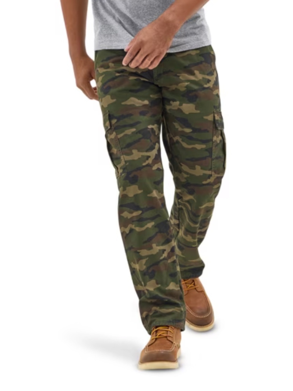 Wrangler Relaxed Fit Fleece Lined Men's Green Camouflage Cargo Pants